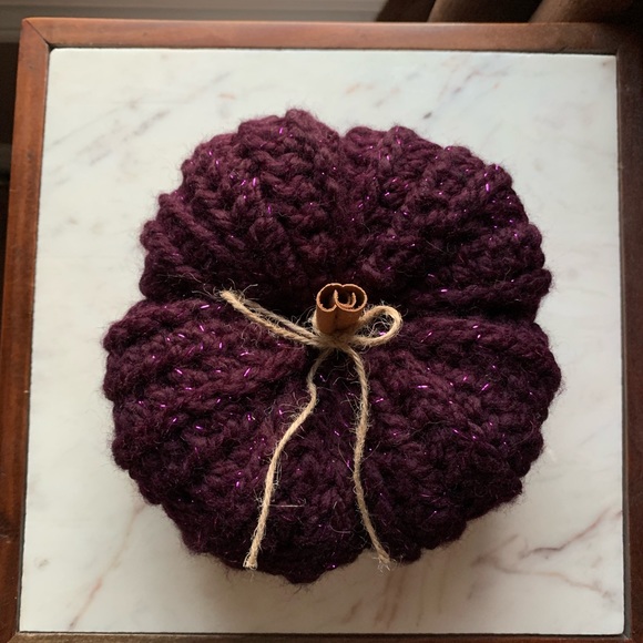 Purple Glitter Handmade Crochet Pumpkin (Large) - Picture 5 of 5